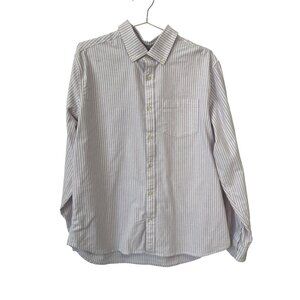 GAP Striped Button Front Shirt Size Large Long Sleeve Purple White Career Office